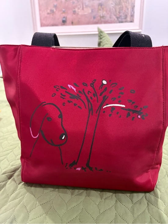 kate spade Handbags - Kate Spade Maira Kalman Tote Handbag Red Darling Dog Canvas Zip Purse Medium